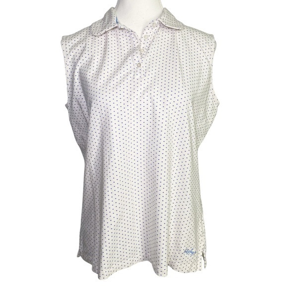Lady Hagen Tops - Lady Hagen Polka Dot Sleeveless Golf Polo Top